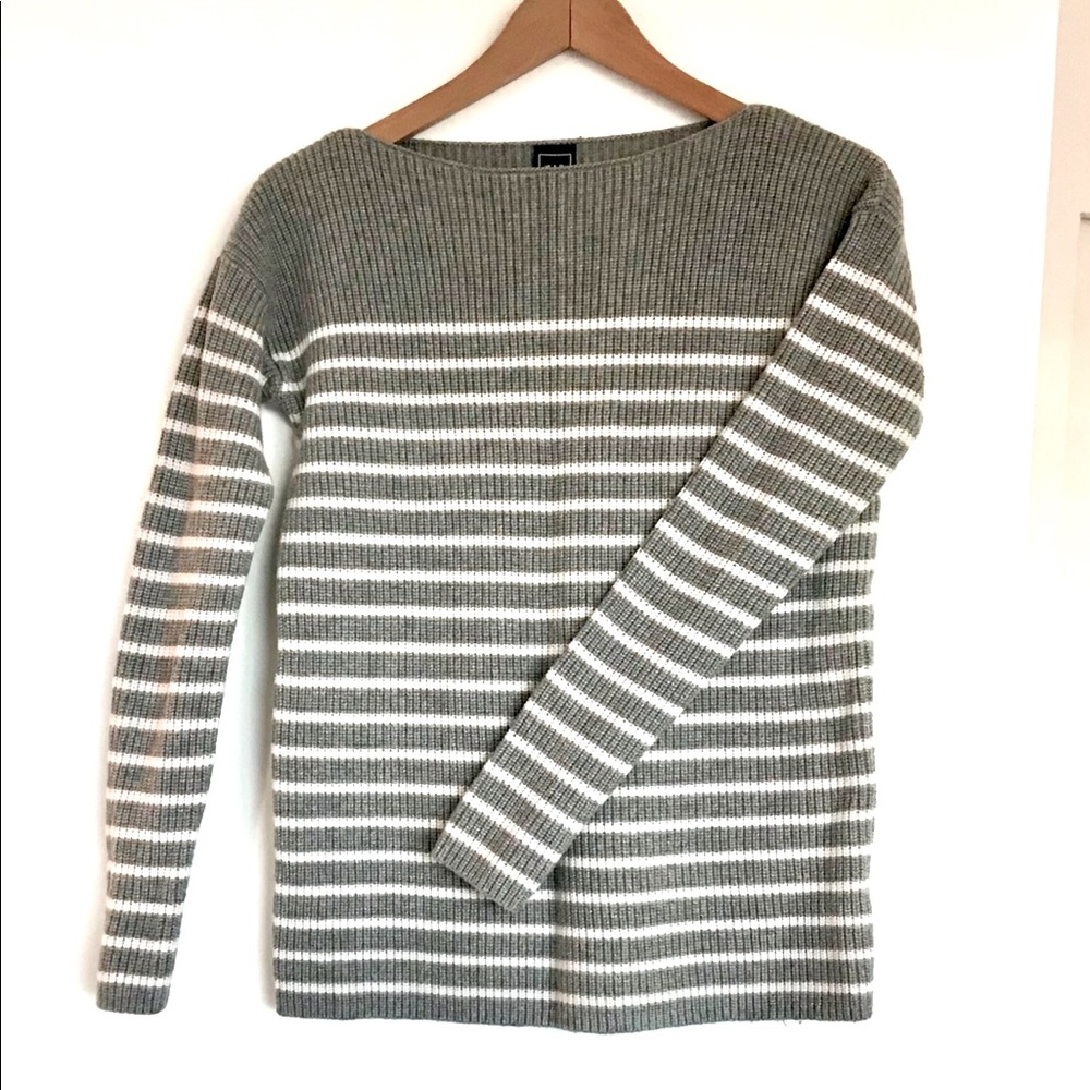 Gap Grey & White Striped Knitted Sweater - XS